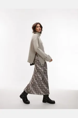 MANGO Snake print midi skirt in