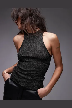 MANGO Shimmer knitted sleeveless top in