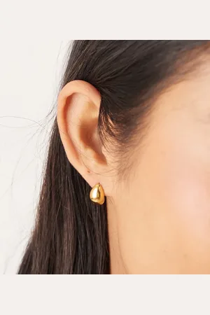 LOST SOULS Stainless steel 18ct plated 30mm thin hoop earrings