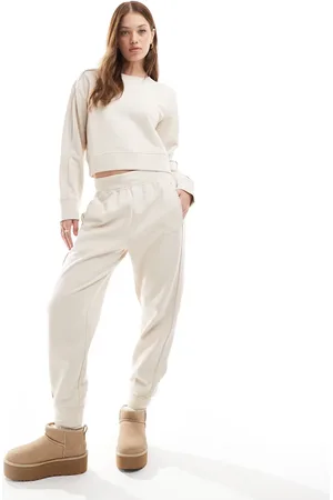 Calvin Klein Tonal Logo lounge jogger with logo waistband in cream