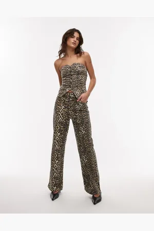 MANGO Straight leg jean co-ord in leopard print