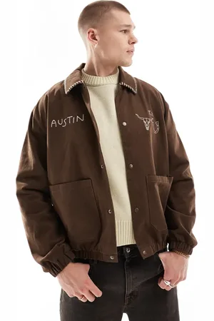 ASOS Oversized embroidered harrington jacket in