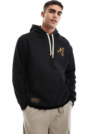 New Era Script logo motif hoodie in black