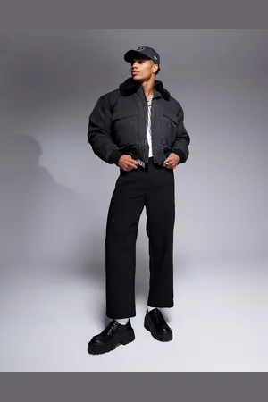 ASOS Flight jacket with borg collar in washed black