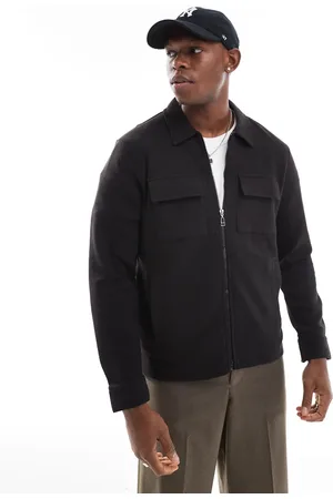 Threadbare Full zip textured overshirt in