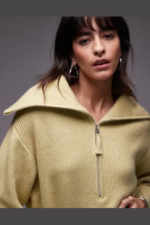 MANGO Wide neck half zip jumper in