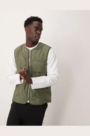 New Look Quilted gilet in dark khaki
