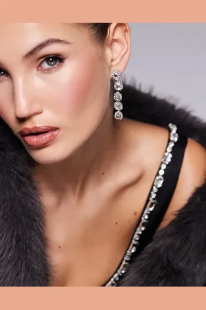 ASOS Drop earrings in mixed rectangle and tear drop crystal drench linear drop in tone
