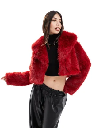 Miss Selfridge Faux fur crop jacket in