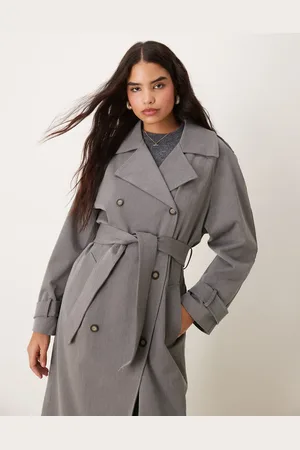 Miss Selfridge Tailored trench coat in charcoal