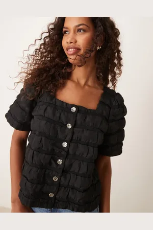 Y.A.S Y.A.S short sleeve button front top in