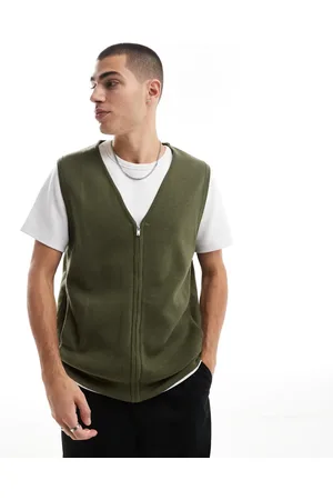 Threadbare Knitted zip up gilet in khaki