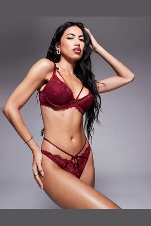 Boux Avenue Yonina plunge lace bra in wine