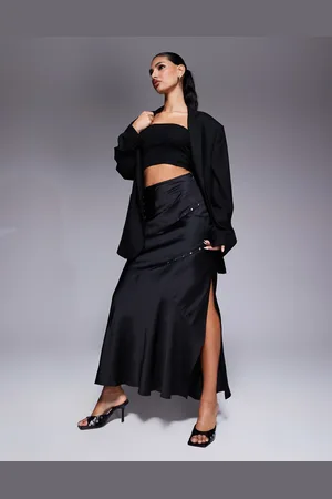 ASOS Studded bias maxi skirt with split in