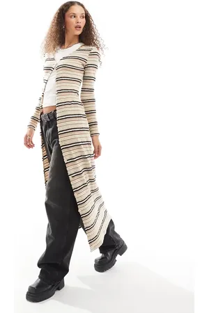 Daisy Street V neck stripe maxi cardigan