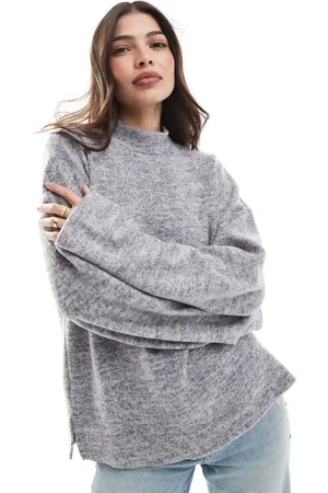 ONLY High neck fluffy slouchy sweatshirt n grey