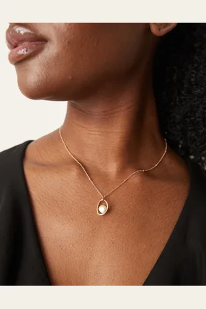 DesignB London Beaded chain necklace with pearl pendant in