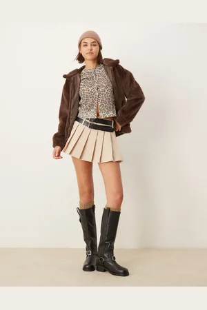 The Frolic Exclusive faux fur zip through bomber jacket in chocolate