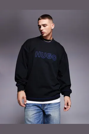 Hugo Blue Nitlogolong crew sweatshirt in