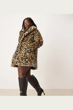 New Look New Look Curve faux fur coat in leopard print