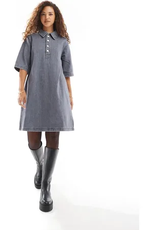 ONLY Short sleeve denim mini dress in
