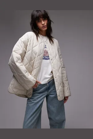 Topshop Quilted chuck on liner jacket in stone