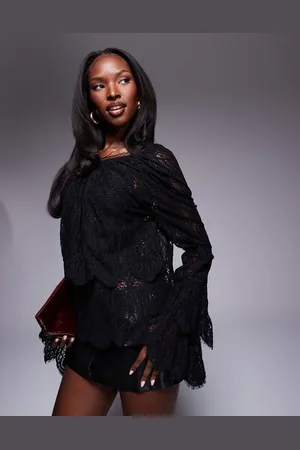 River Island All over lace blouse in