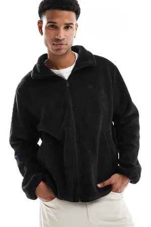 New Era MLB zip through borg jacket with motif back in