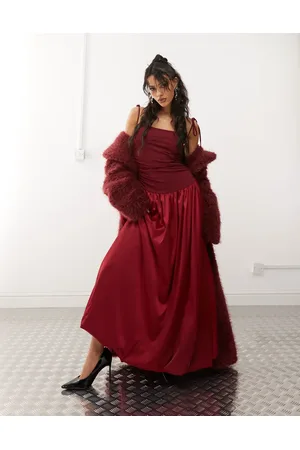 Amy Lynn Alexa satin maxi dress in burgundy