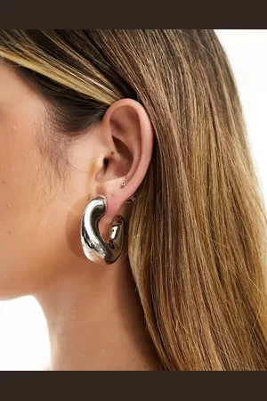 ASOS Hoop earrings in wide bevelled design in tone