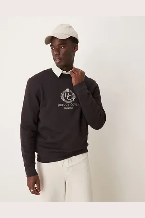 MANGO Varsity logo crewneck sweatshirt in burgundy