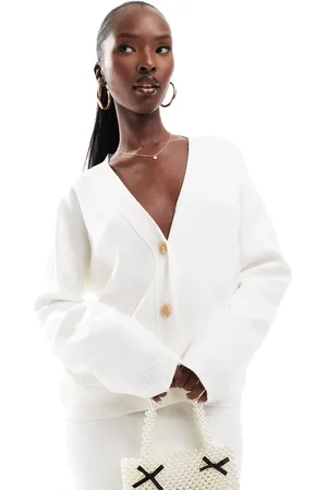Kaiia Pocket detail v neck cardigan co-ord in ecru