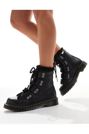 Dr. Martens 1460 fur lined 4 tie boot in milled nappa