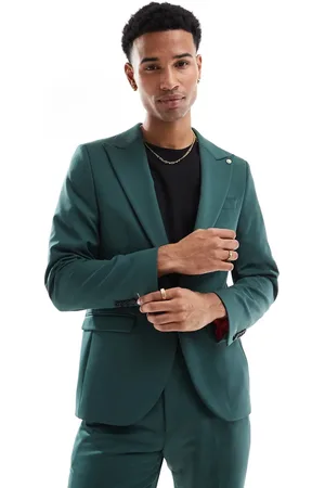 Twisted Tailor Buscot skinny suit jacket in forest co-ord