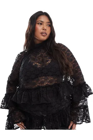 ASOS ASOS DESIGN Curve high neck lace tiered top in