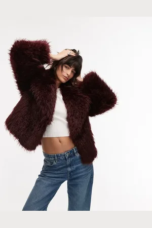 MANGO Faux fur jacket in dark