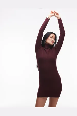 MANGO High neck mini knitted dress in dark