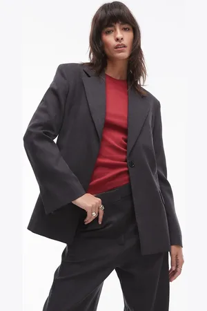 ARKET Co-ord stretch wool blend blazer with cinched waist in melange