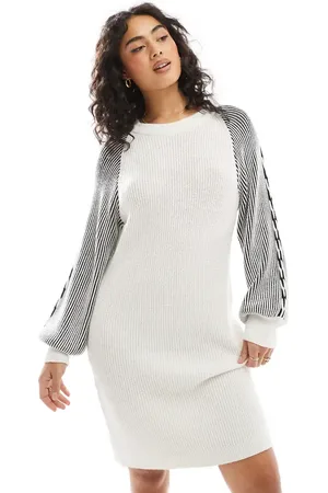 Object Chunky rib knitted mini dress in cream