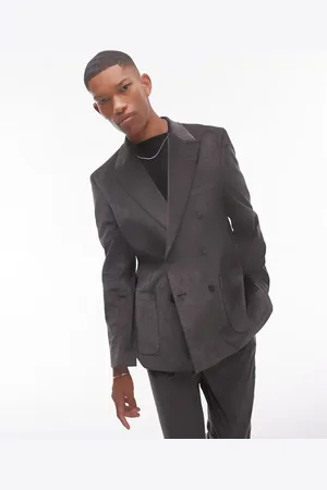 Topman Skinny cord suit jacket in charcoal