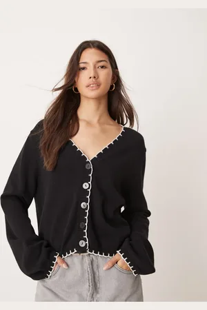 Miss Selfridge Blanket stitch v neck cardigan