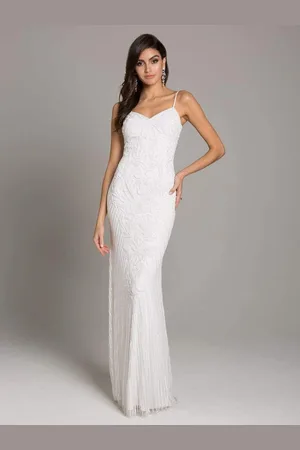 Lara Dresses 51005 Embellished V-neckline Long Sheath Dress