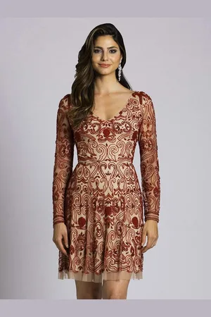 Lara Dresses 33414 Beaded Long Sleeve A-Line Dress