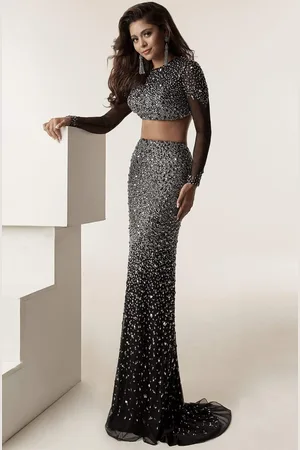 Jasz Couture 6217 Long Sleeve Ornate Two-Piece Sheath Gown