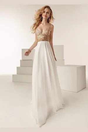 Jasz Couture 6221 Paisley Embellished Bodice Chiffon A-Line Gown
