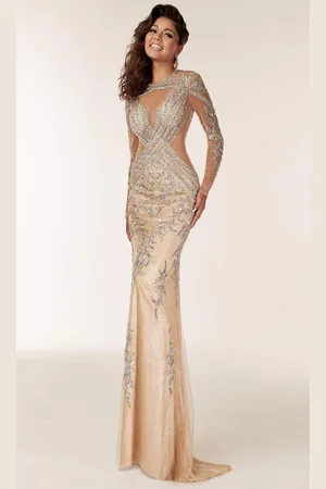 Jasz Couture 6204 Illusion Embellished Sheath Gown