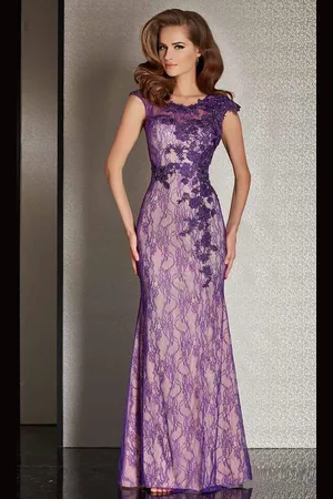 Clarisse M6236 Sheer Lace Applique Evening Gown