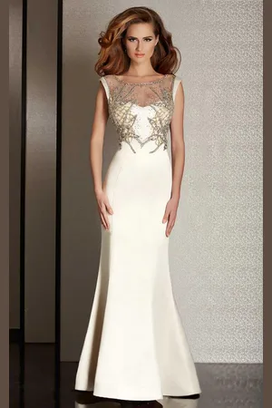 Clarisse M6231 Beaded Illusion Bateau Dress