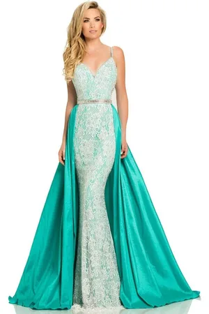 Johnathan Kayne 7242 Embellished V-neck Sheath Dress