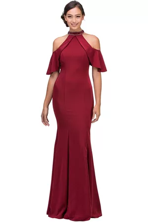 Eureka Fashion 9996 - Sleeveless Gold Applique Evening Dress | Red/Gold | 2XL 